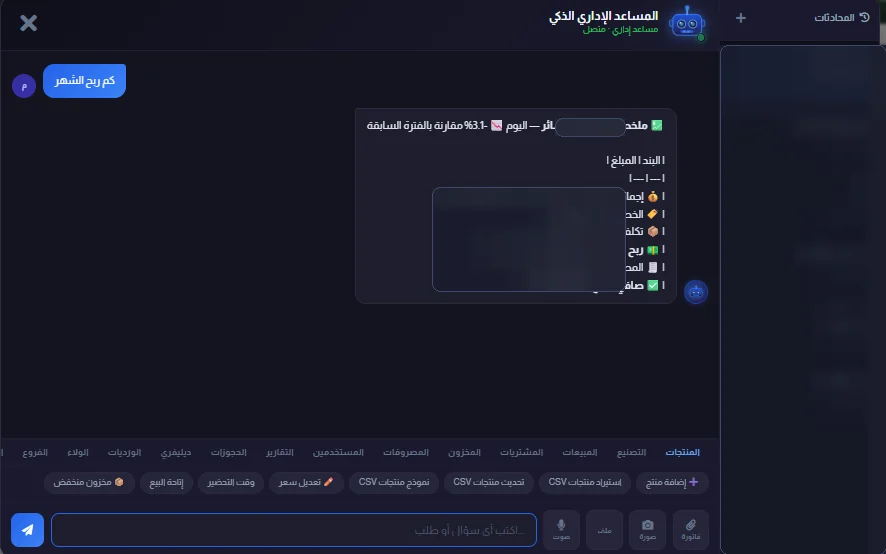 المساعد الإداري &mdash; ملخص الأرباح